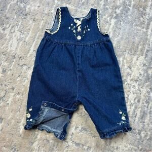 Vintage 2005 Fisher Price Denim Bubble Romper Bib Overalls 3/6 months